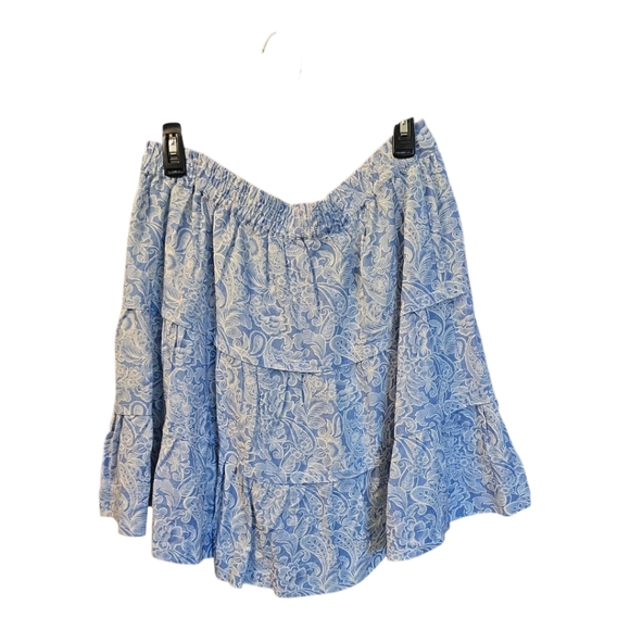 Soft Surroundings Blue Tiered Bubble Mini Skirt - Picture 2 of 4